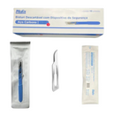 Bisturi Descartável Com Dispositivo de Segurança N15 Lâmina Carbono 10un - Medix