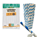 Canudo De Papel Listrado Azul D6mm 26cm 100un - Inoven