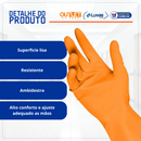 Luva de Látex Laranja Antiderrapante Para Limpeza Talge