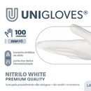 Luva De Procedimento Nitrilica Branca Sem Pó 100un - Unigloves