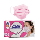 Máscara Tripla Descartável Rosa 50un - Medix
