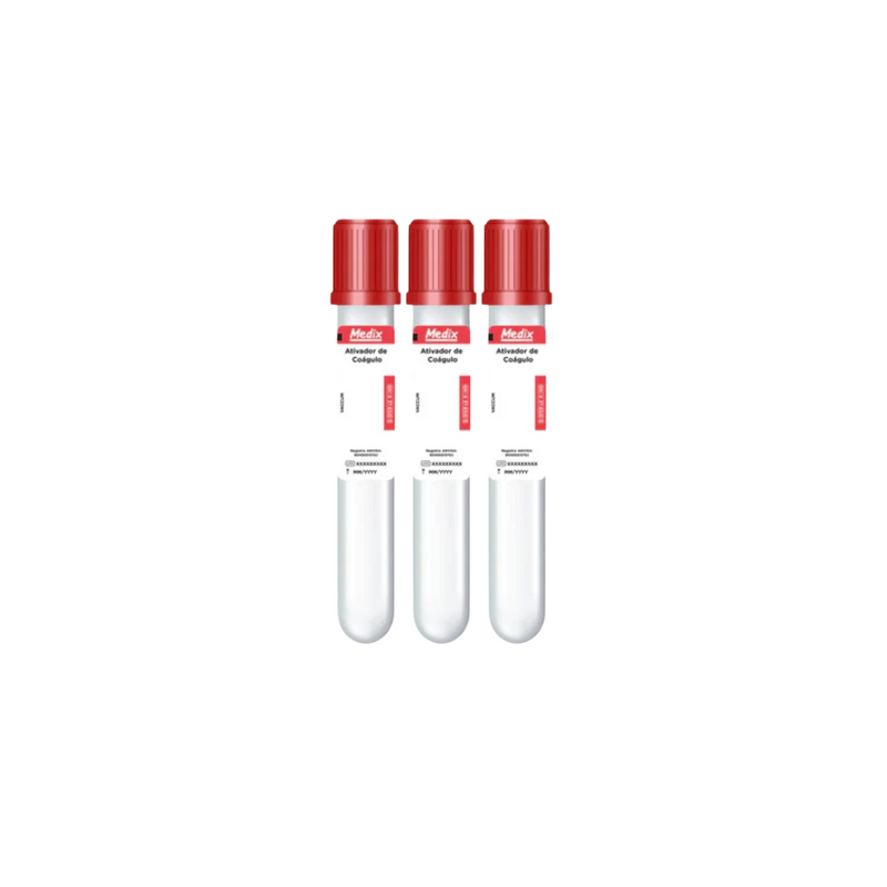 Tubo Ativador de Coágulo 4.0 ml Tampa Vermelha 100un - Medix