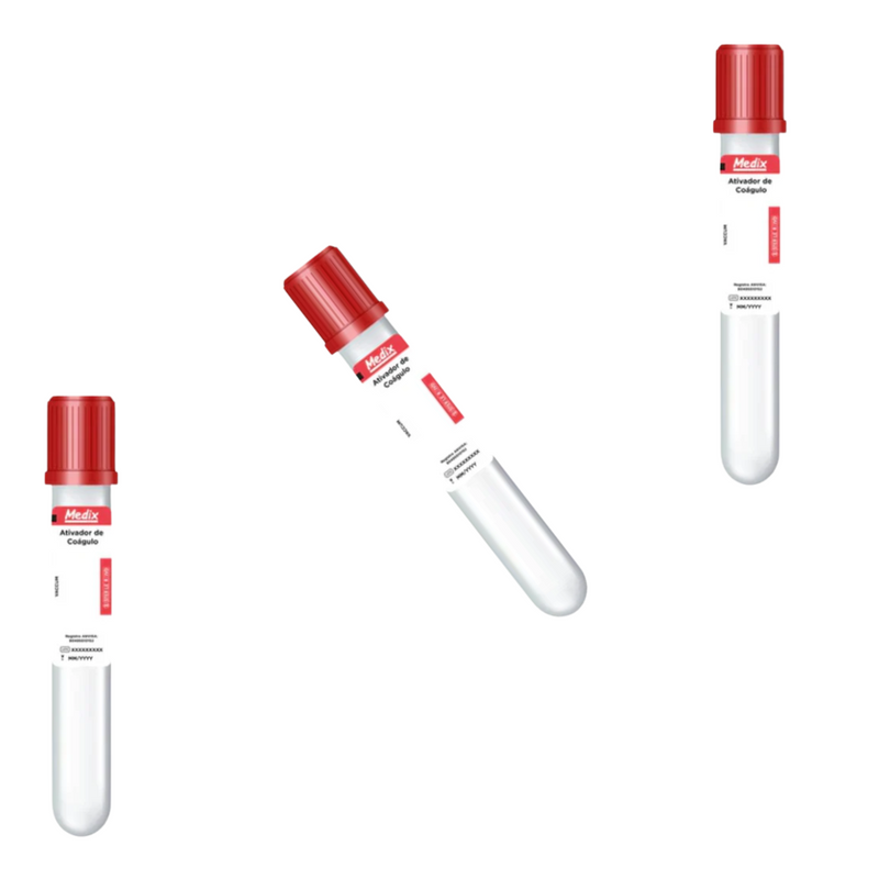 Tubo Ativador de Coágulo 4.0 ml Tampa Vermelha 100un - Medix