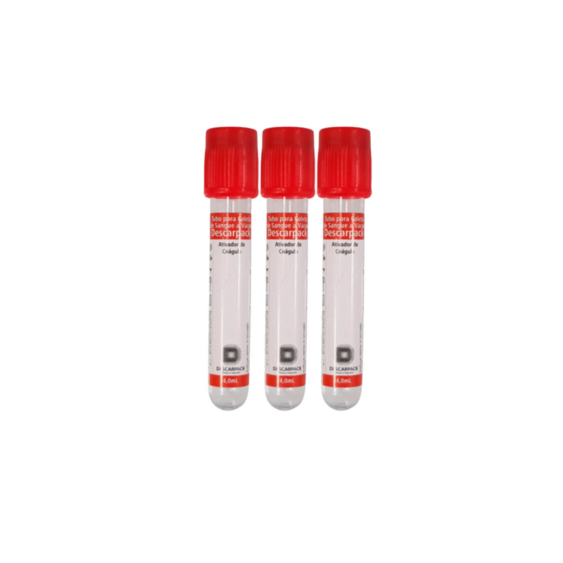 Tubo Ativador de Coagulo 4ml 13x75 Vermelho 100un - Descarpack