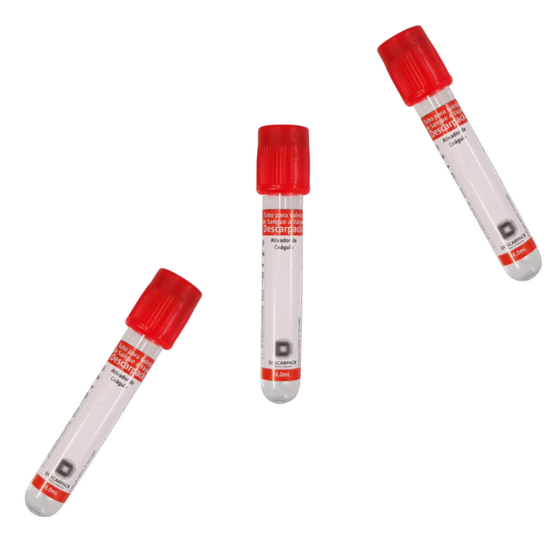 Tubo Ativador de Coagulo 4ml 13x75 Vermelho 100un - Descarpack