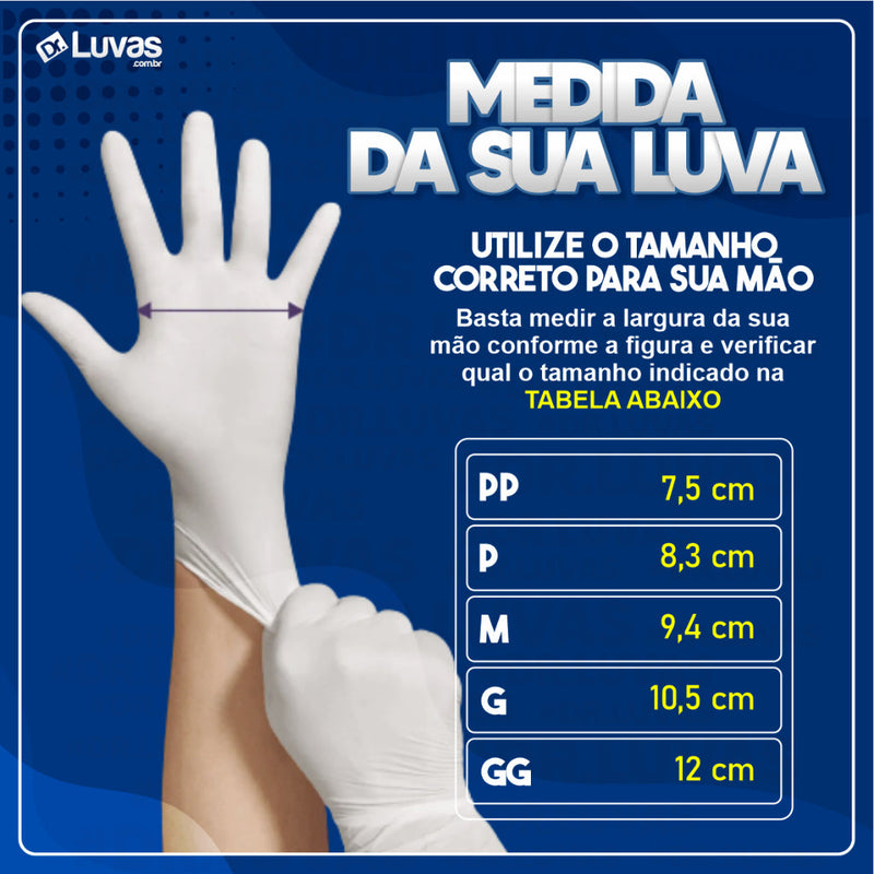 Luva de Procedimento Nitrílica Azul Sem Pó 100un - Descarpack