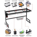 Escorredor De Louça Suspenso Para Pia Inox Preto Ajustável - MC