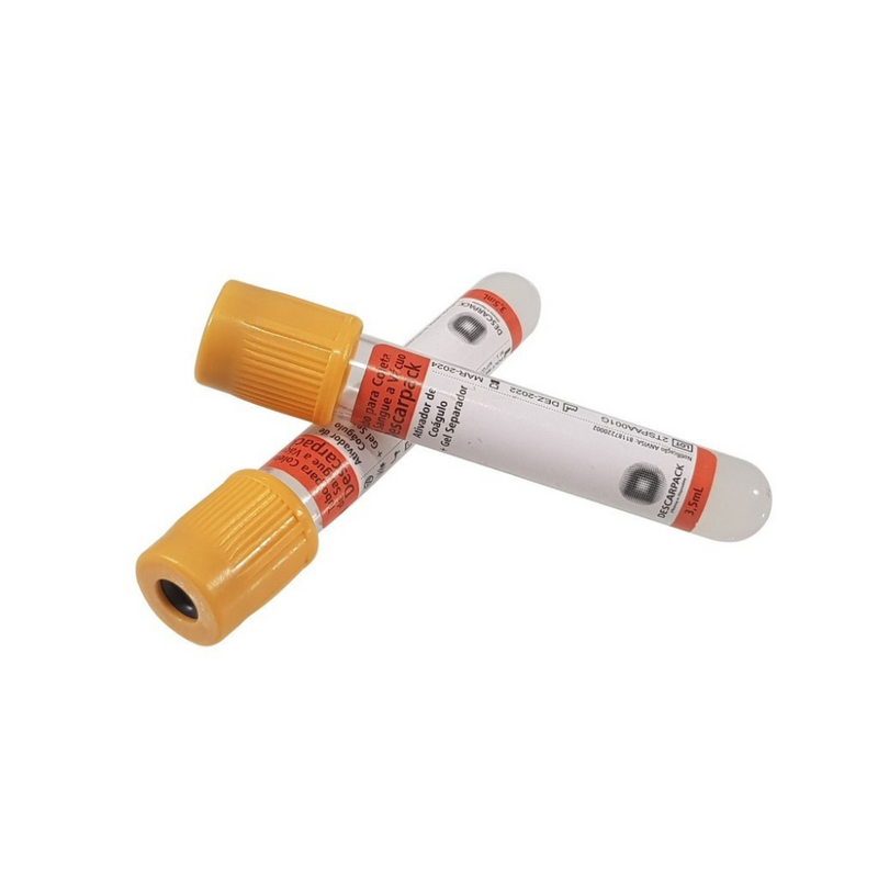 Tubo Para Coleta de Sangue Soro Gel 8,5ml Amarelo Ouro 100un - Descarpack