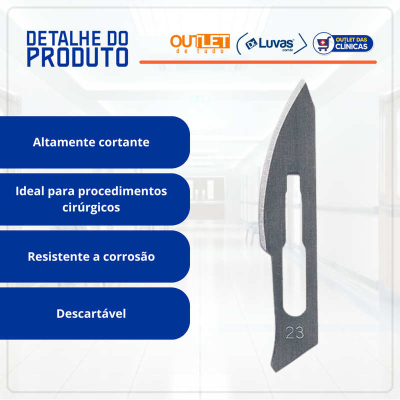 Lâmina de Bisturi Aço Inox 100un - Descarpack