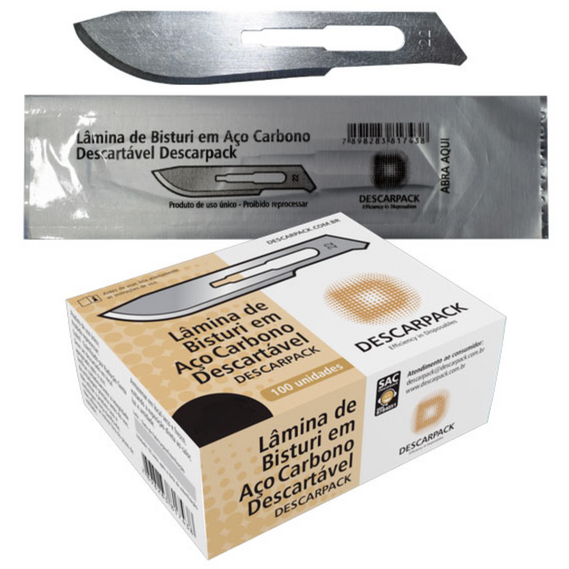 Lâmina de Bisturi Aço Inox N23 100un - Descarpack