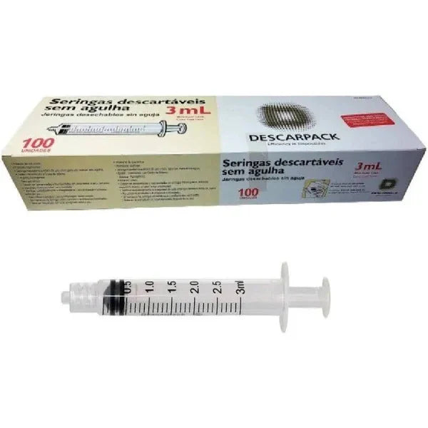 Seringa 3ml Bico Luer Lock 100un - Descarpack