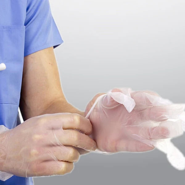 Luva de Vinil Com Pó 100un - Celeste