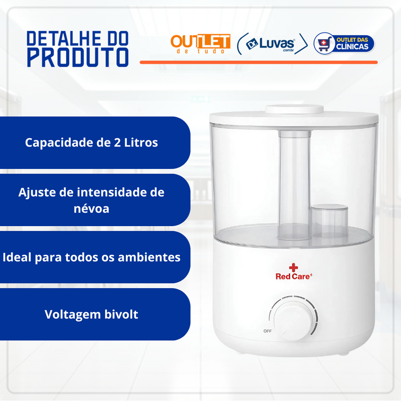 Umidificador de Ar Ultrassônico Com Led Bivolt 2L - Redcare