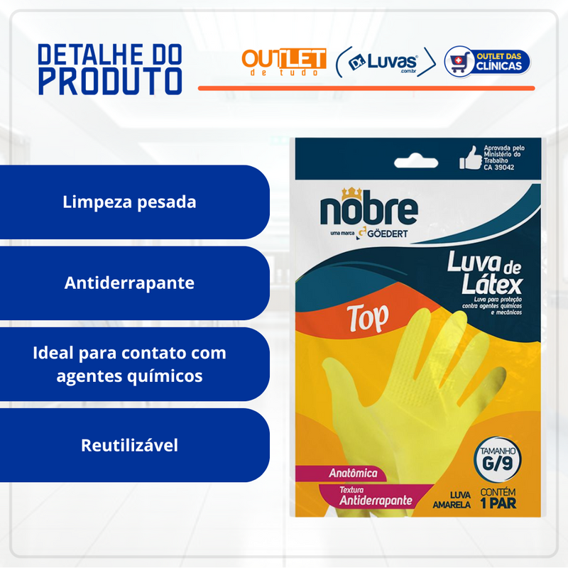 Luva de Limpeza Amarela - Nobre - G