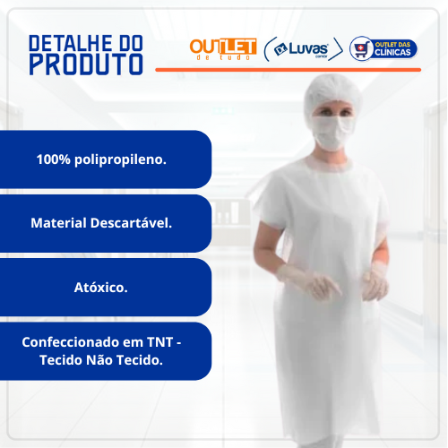Avental Descartável Sem Manga 20g 10un - Dejamaro