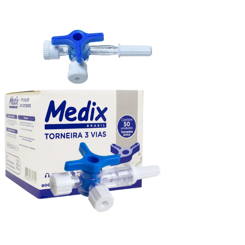Torneira 3 Vias Luer Slip Luer lock - Medix