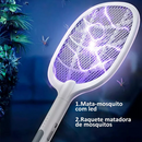 Raquete Elétrica de Matar Mosquito Com Led e Base - MB Tech