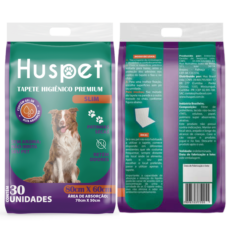 Tapete Higiênico Premium 80x60 cm 30un - Huspet