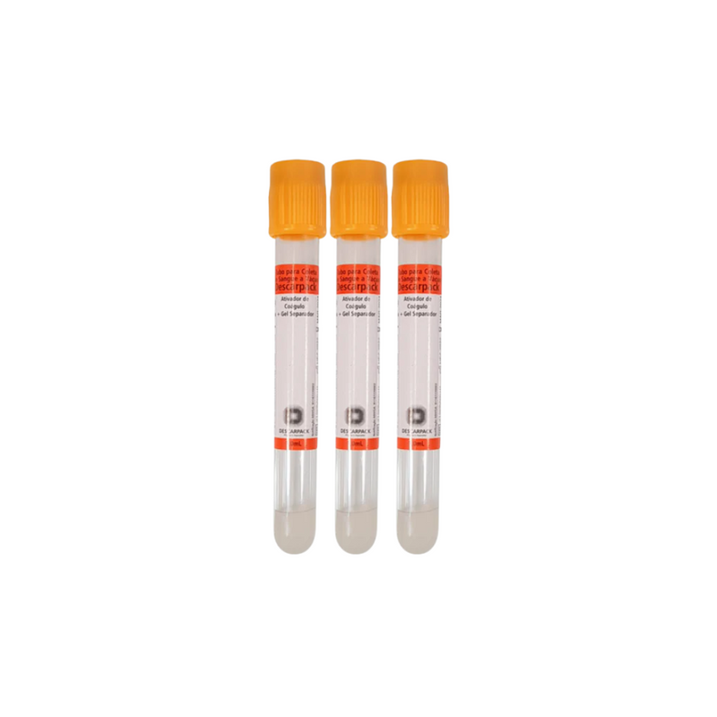 Tubo Sangue Soro Gel 5ml 13X100 Amarelo - Descarpack