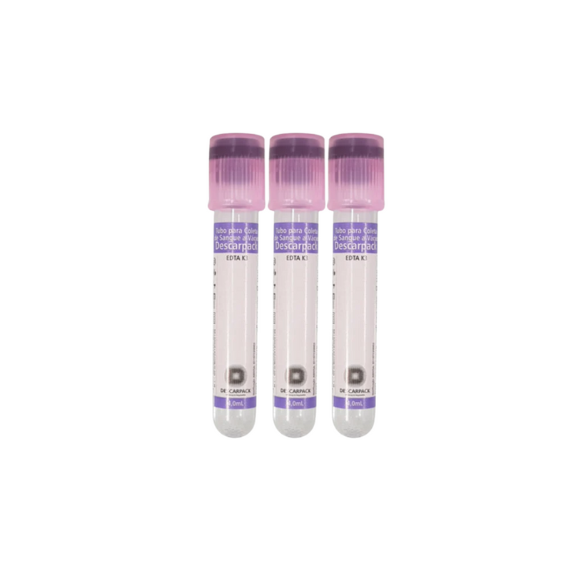 Tubo EDTA K3 4.0ml Tampa Roxa 100un - Descarpack