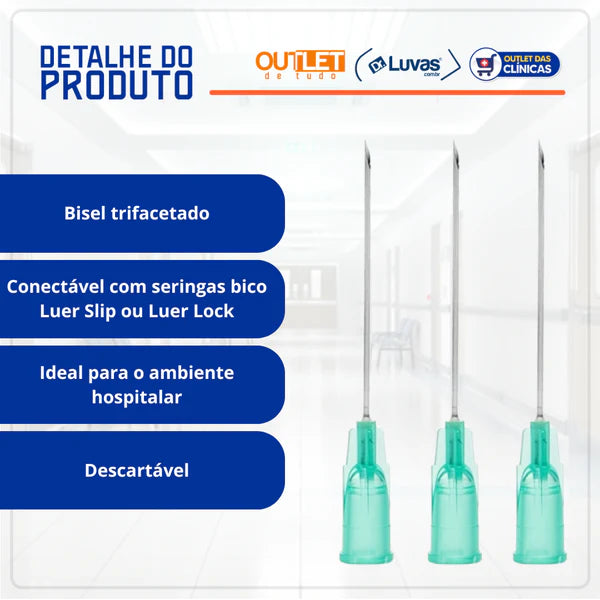 Agulha Convencional  21G 30x0,80mm 100un - Wiltex