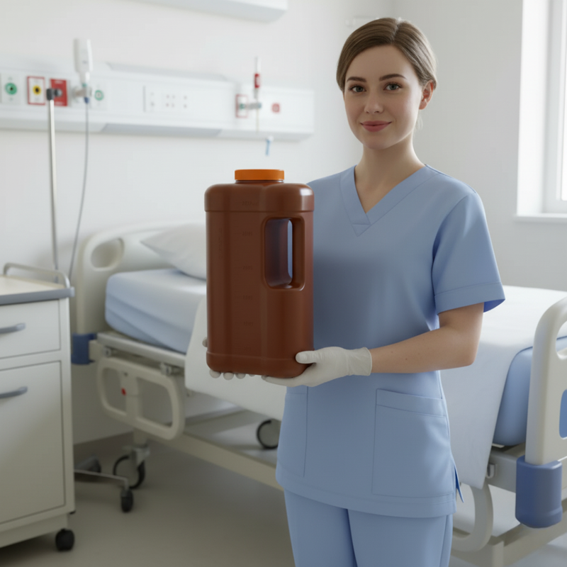 Coletor 24 horas Com Alça Ambar Tampa Laranja 3L unidade - Firstlab