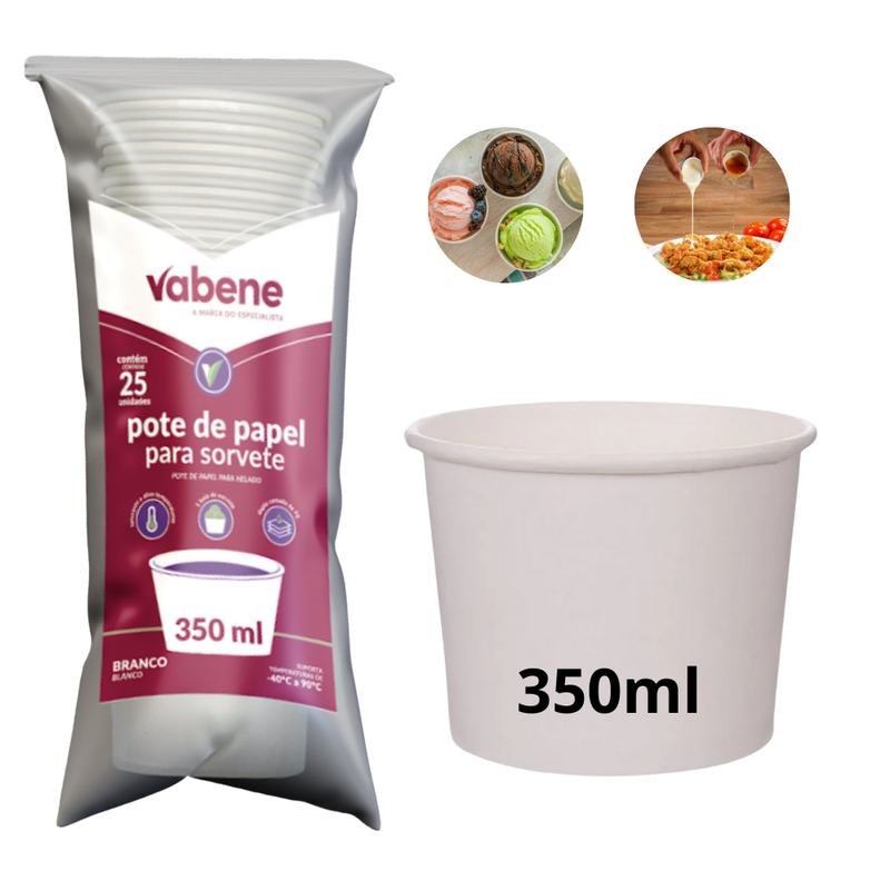 Pote de Papel Para Sorvete 350ml 25un - Vabene