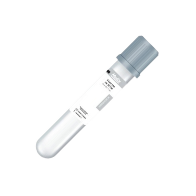 Tubo Coleta Vácuo Fluoreto de EDTA 2ml Tampa Cinza 13x75mm 100un - Medix
