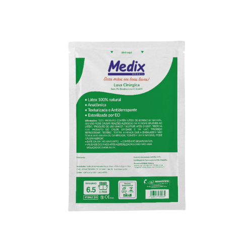 Luva de Látex Cirúrgica Estéril Sem Pó 50 Pares - Medix
