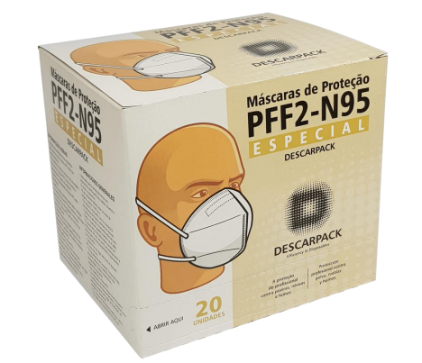 Máscara de Proteção PFF2 N95 Branca 20un - Descarpack
