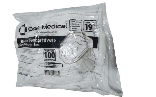 Touca Descartável Com Elástico Branca 100un - Open Medical
