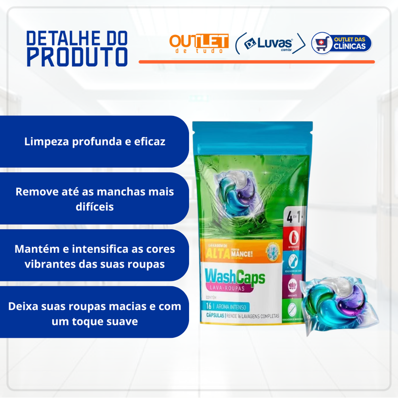 Lava Roupas Em Cápsulas Pacote 16un - Wash Caps