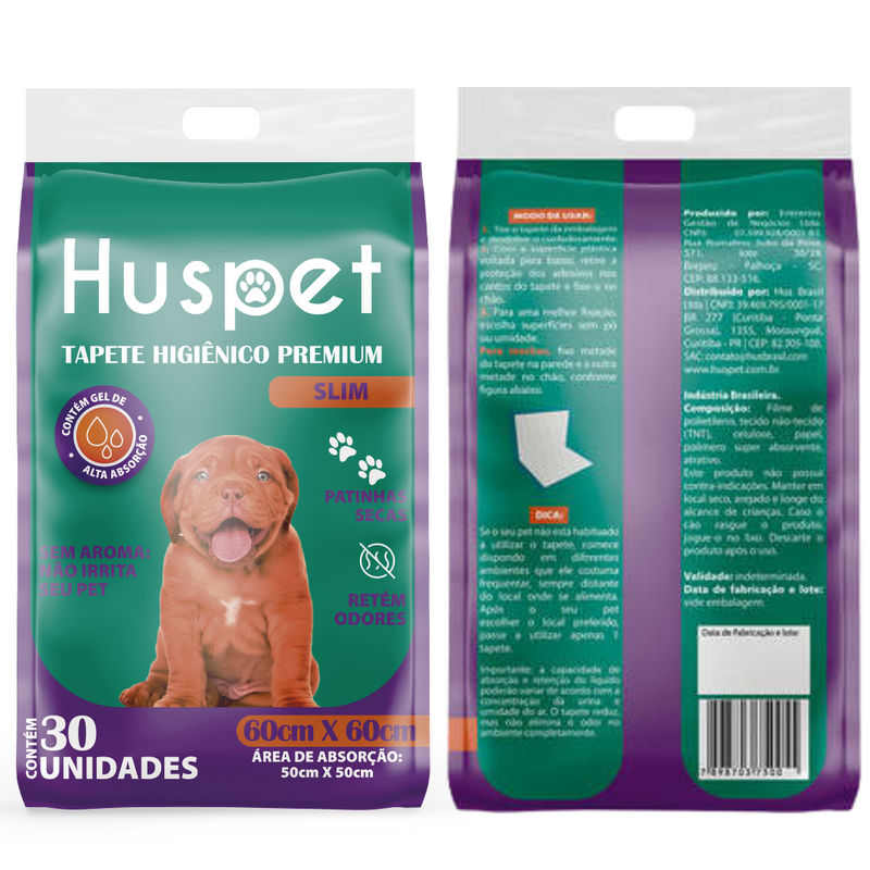 Tapete Higiênico Premium 60x60 cm 30un - Huspet