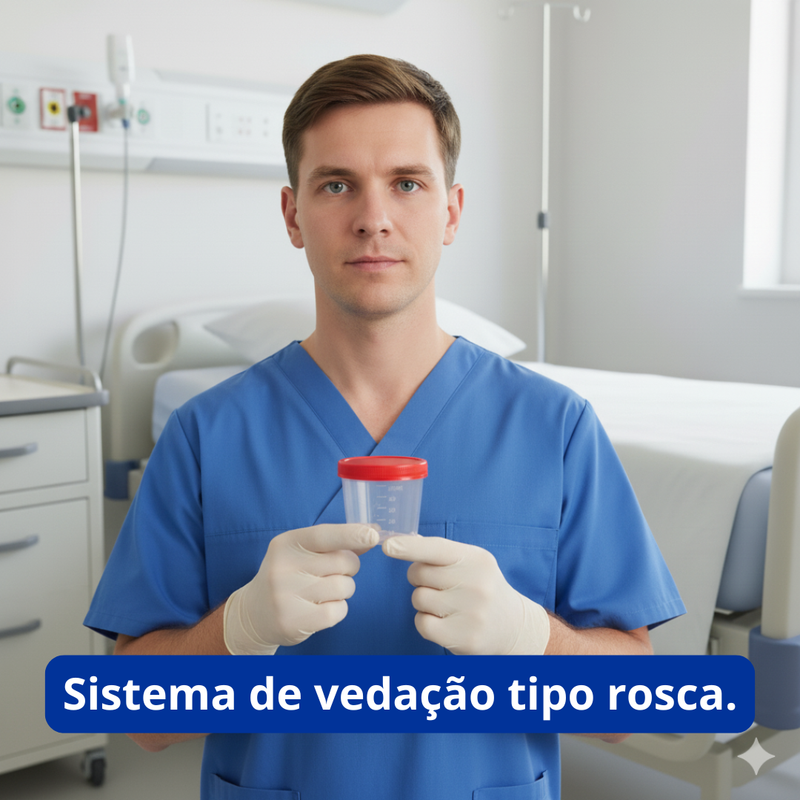 Coletor Estéril Sem Pá Tampa Vermelha 50ml - Firstlab