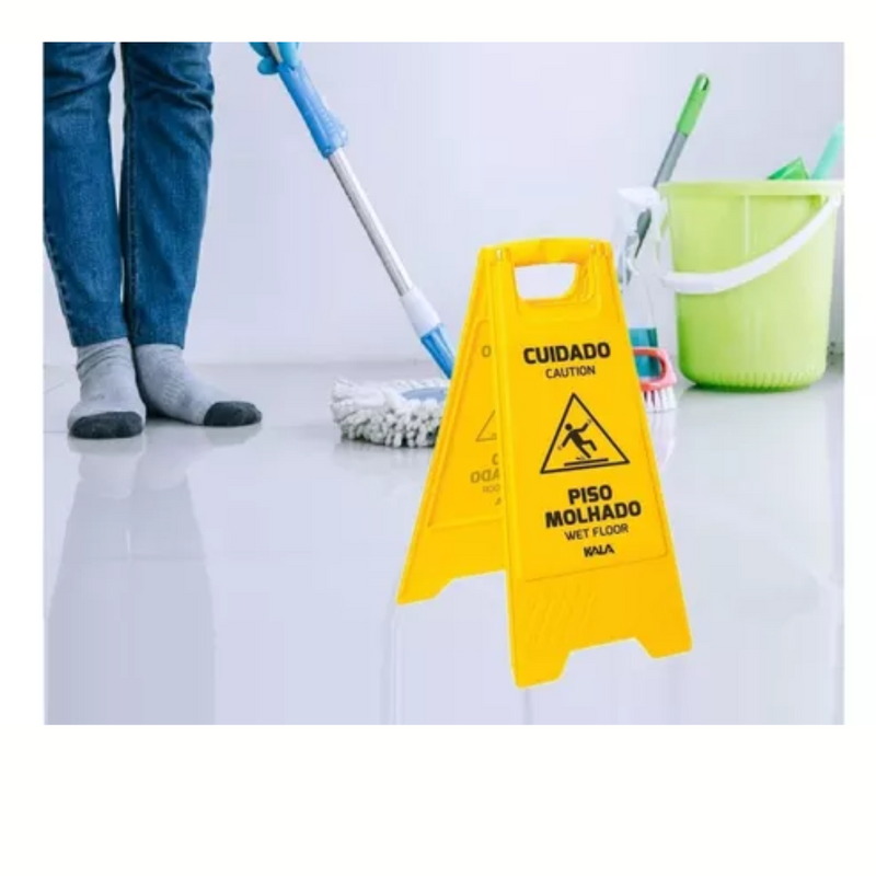 Placa Plástica Sinalizador Piso Molhado - Nobre