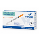 Seringa Descartável de Insulina 0,5ml Com Agulha Fixa 6x0,25mm 31G 100un - Venper