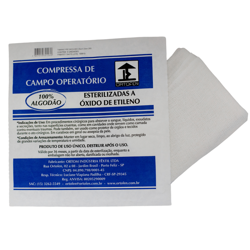 Campo Operatório Estéril Com Raio X 25x28cm 5un - Ortofen