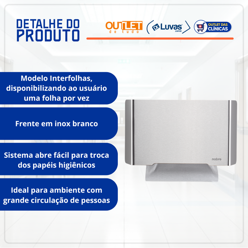 Dispenser Para Papel Toalha Interfolhas 3D Inox - Select Nobre