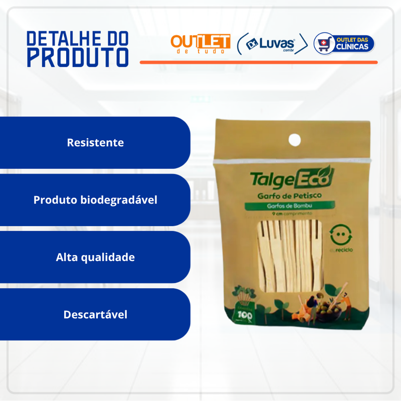 Garfos de Bambu Para Petisco 9cm 100un - Talge