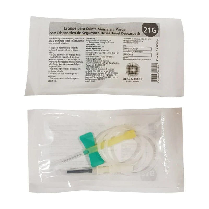Escalpe Para Coleta Múltipla à Vácuo Com Dispositivo de Segurança  Descarpack