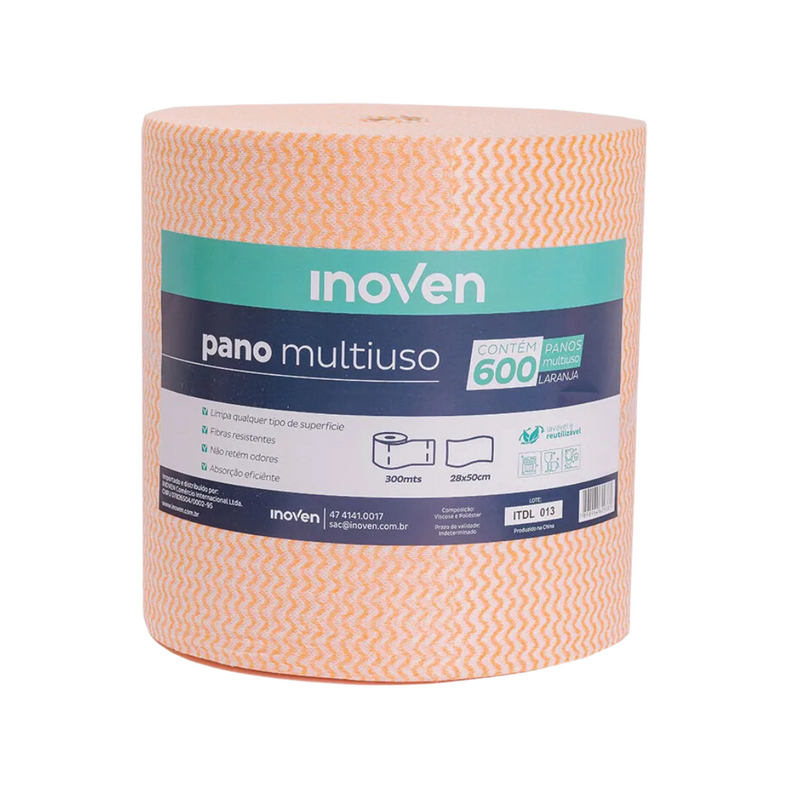 PANO MULTIUSO ROLO 300M LARANJA 28CM