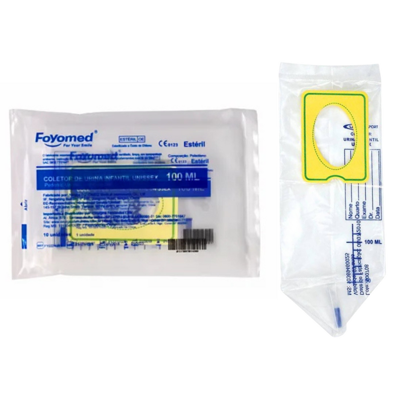 Bolsa Coletora De Urina Estéril Infantil 100ml 10un - Foyomed