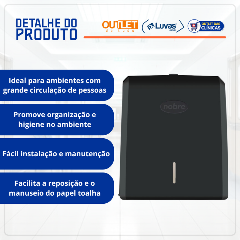 Dispenser Para Papel Toalha Interfolhas Preto - New Classsic Nobre