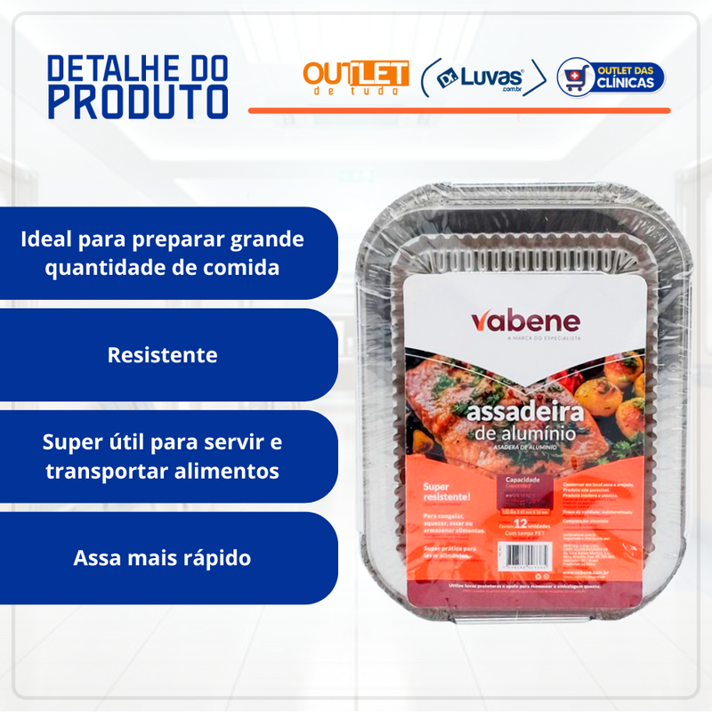 Assadeira De Alumínio Retangular 250ml 12un - Vabene