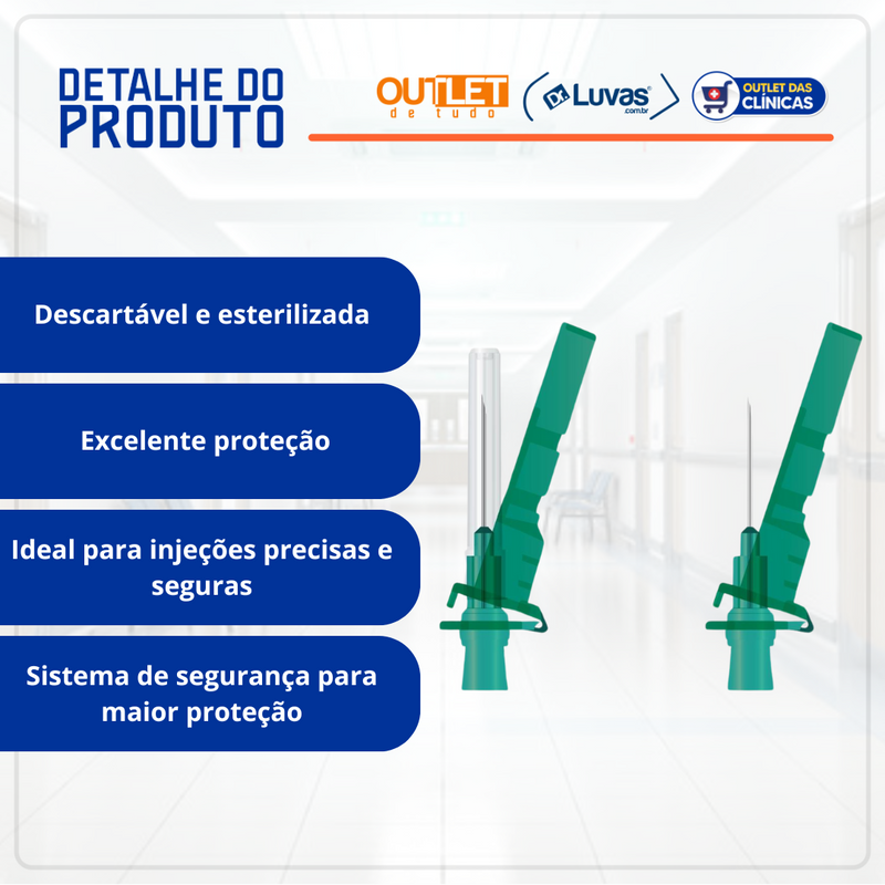 Agulha Com Dispositivo De Segurança 30x0,80mm 100un - Descarpack