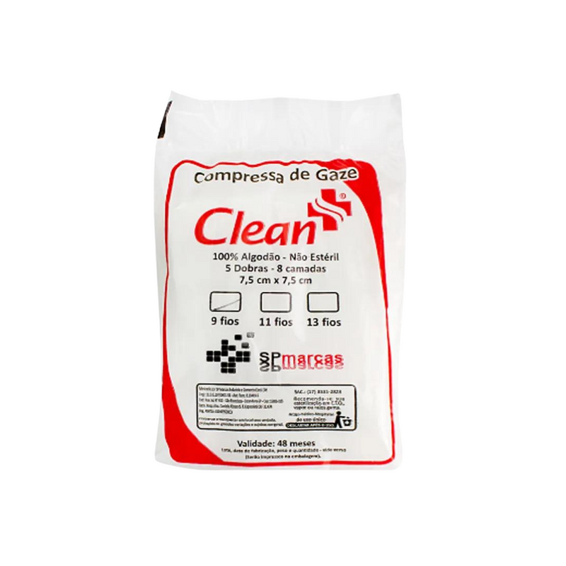 Compressa De Gaze Não Estéril 13 Fios 180g - Clean