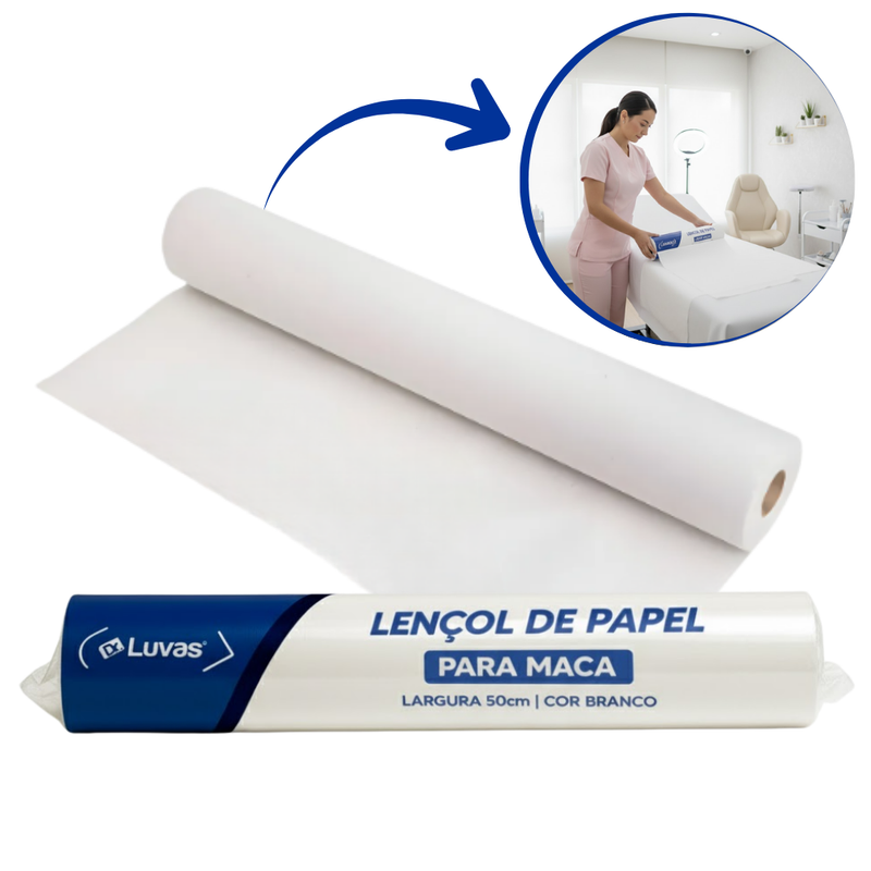 Lençol de Papel Hospitalar 50cm - Dr. Luvas