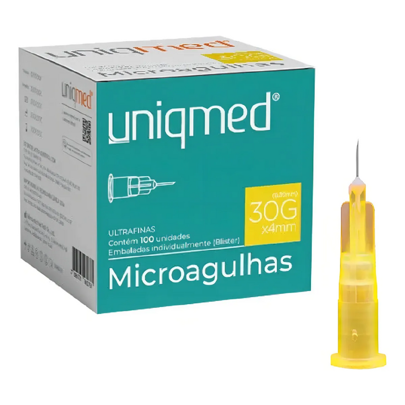 Microagulha 30Gx4 mm 100un - Uniqmed