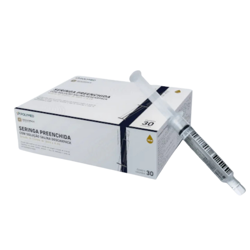 Seringas Preenchidas Com Solução Salina 10ml 30un - Descarpack