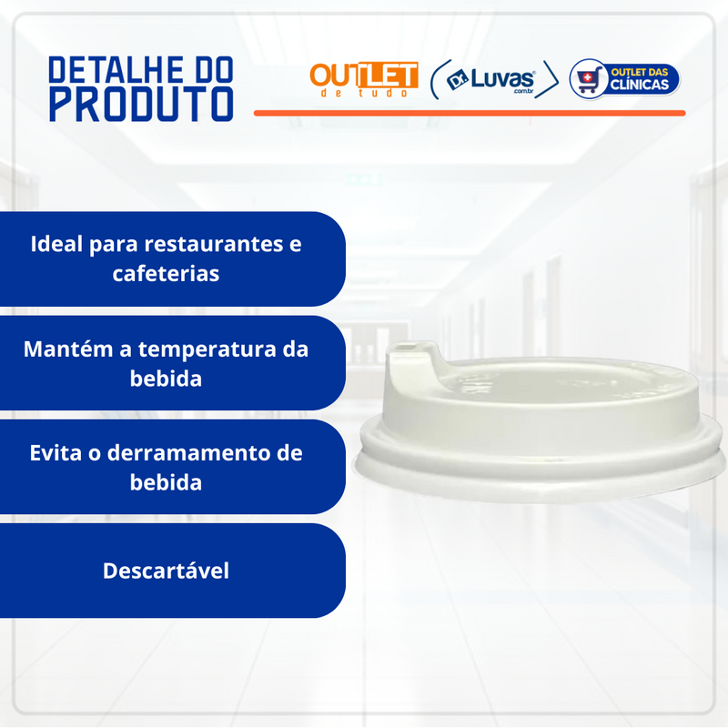 Tampa Plástica Para Copo Térmico de Papel 120ml 25un - Inoven